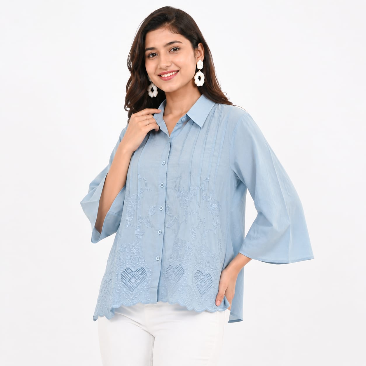 Skyline Heart Pintuck Top