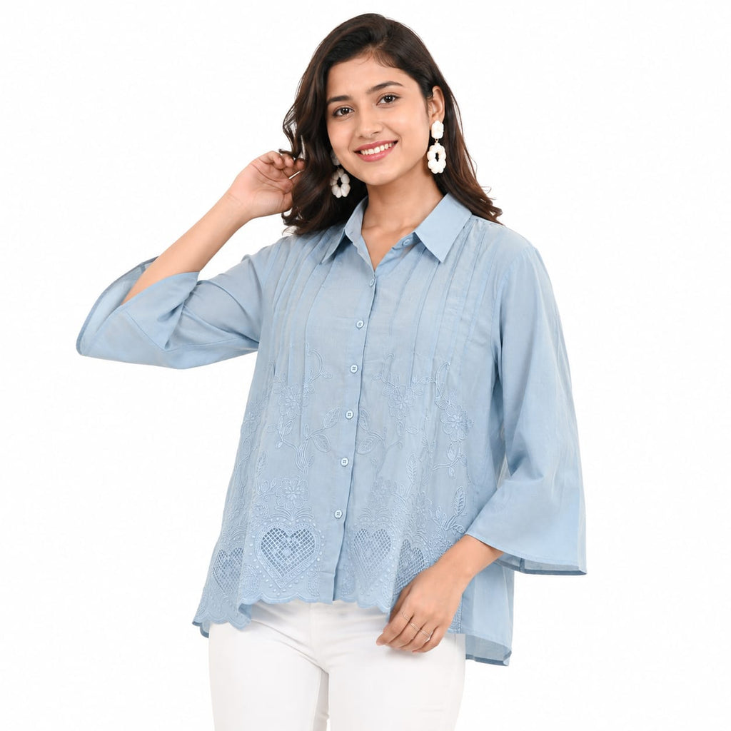 Skyline Heart Pintuck Top