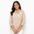 Sandstone Lace Bloom Cotton Top