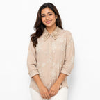 Sandstone Lace Bloom Cotton Top