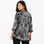 Noir Botanical Cutwork Top