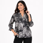 Noir Botanical Cutwork Top