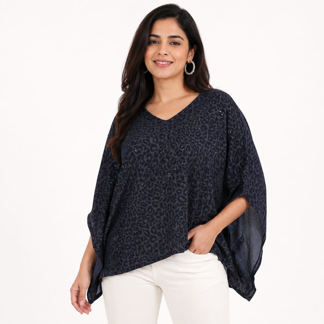 Midnight Noir Crystal Kaftan Top