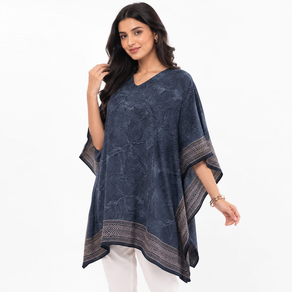 Midnight Mosaic Border Kaftan Top