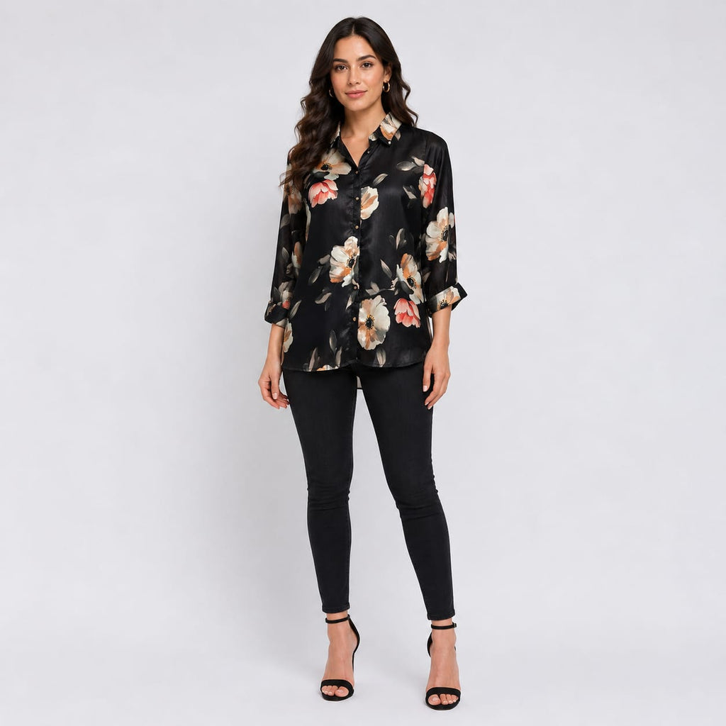 Midnight Bloom Georgette Top