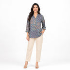 Indigo Patchwork Printed Muslin  Top