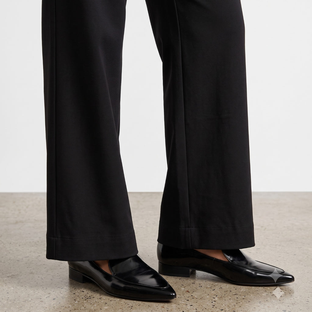 Solid Black Cotton Stretch Full-Elastic Bottom