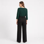 Solid Black Cotton Stretch Full-Elastic Bottom