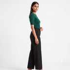 Solid Black Cotton Stretch Full-Elastic Bottom