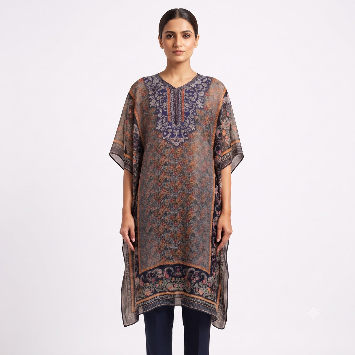 Midnight Paisley Printed Chiffon Top