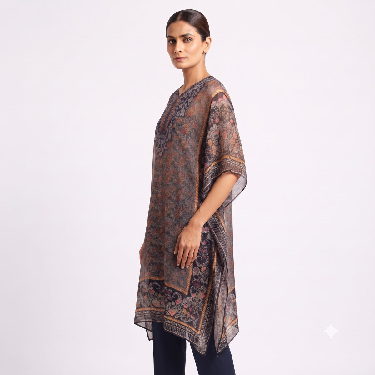 Midnight Paisley Printed Chiffon Top