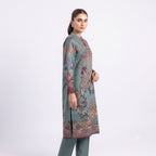 Teal Blossom Printed Woolen  Kurta Set