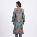 Teal Blossom Printed Woolen  Kurta Set