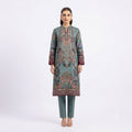 Teal Blossom Printed Woolen  Kurta Set