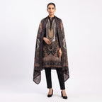 Charcoal Paisley Printed Woolen Kurta Set
