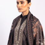 Charcoal Paisley Printed Woolen Kurta Set