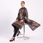 Charcoal Paisley Printed Woolen Kurta Set