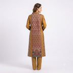 Amber Gold Ethnic Floral Printed Kurta Set