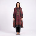 Wine Red Paisley Printed Woolen Kurta Set