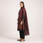 Wine Red Paisley Printed Woolen Kurta Set