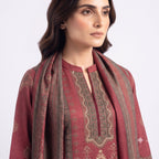 Crimson Wine Embroidered Woolen Kurta Set
