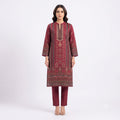 Crimson Wine Embroidered Woolen Kurta Set