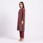 Crimson Wine Embroidered Woolen Kurta Set