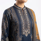 Regal Teal & Mustard Paisley Woolen Kurta Set