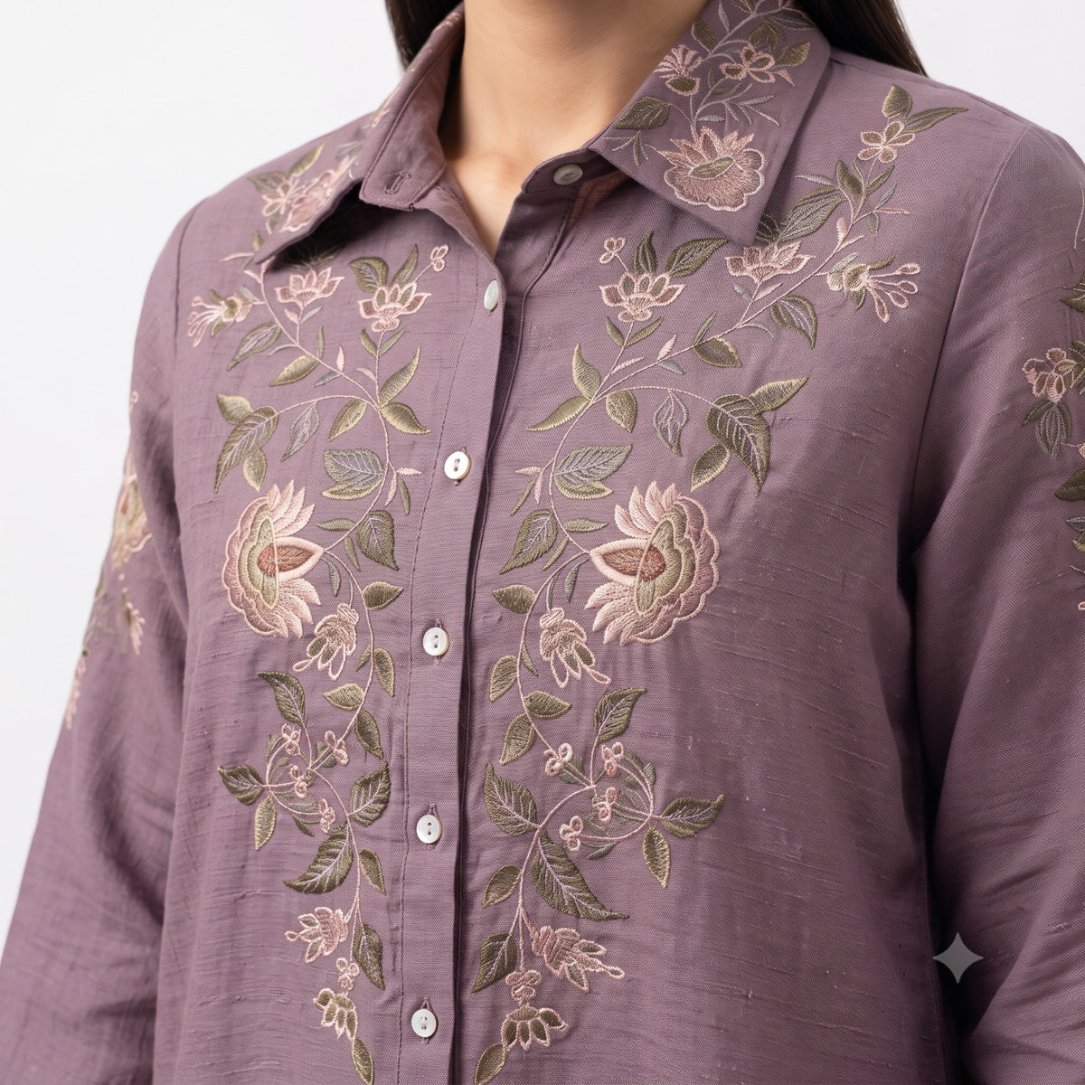Mauve Blossom Embroidered Cord-set