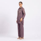 Mauve Blossom Embroidered Cord-set