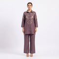 Mauve Blossom Embroidered Cord-set