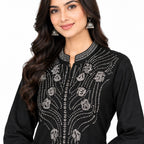 Midnight Noir Beaded Muslin Kurta Set