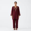 Embroidered Fine Wool Cord-set
