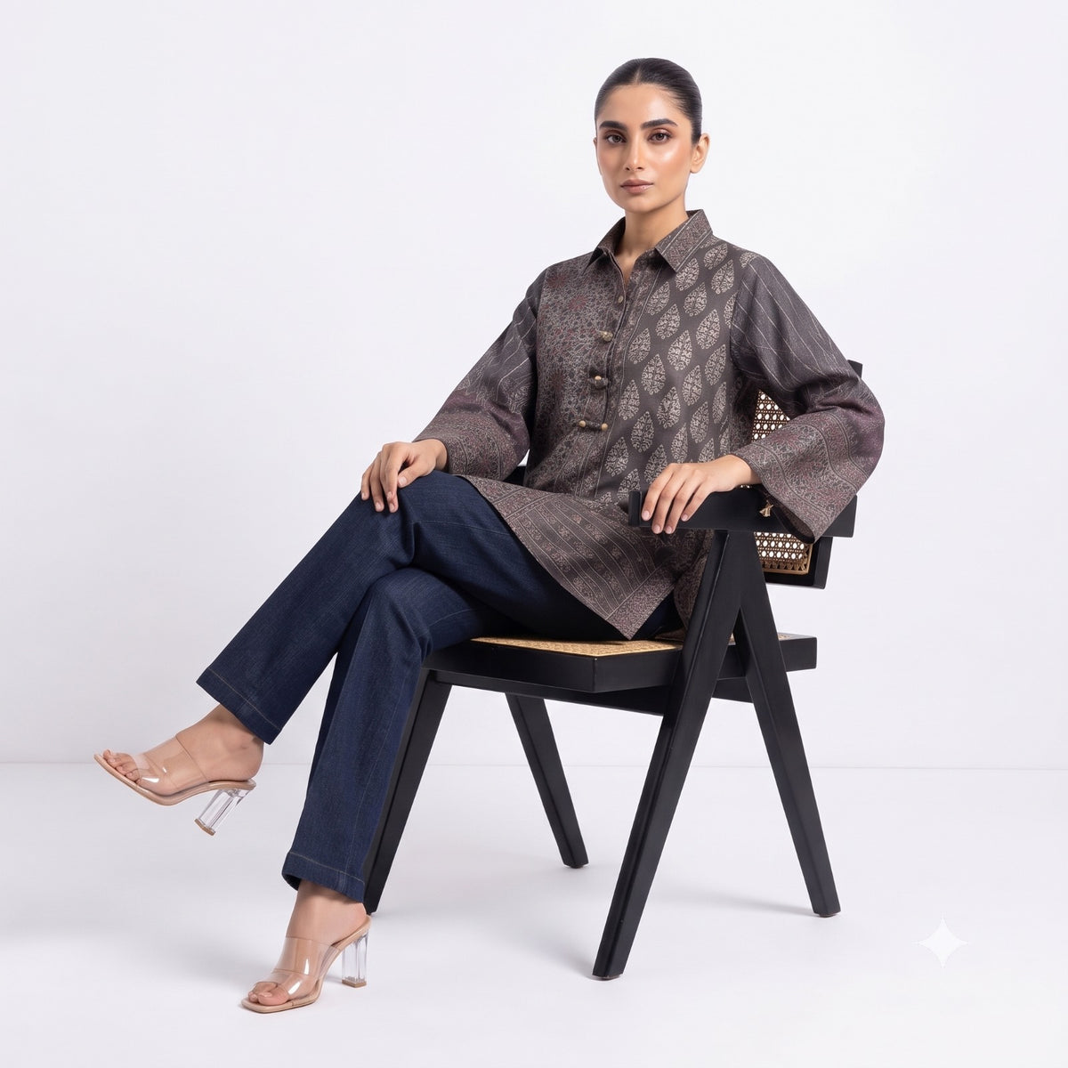Vintage Mosaic Printed Crepe Tunic Top