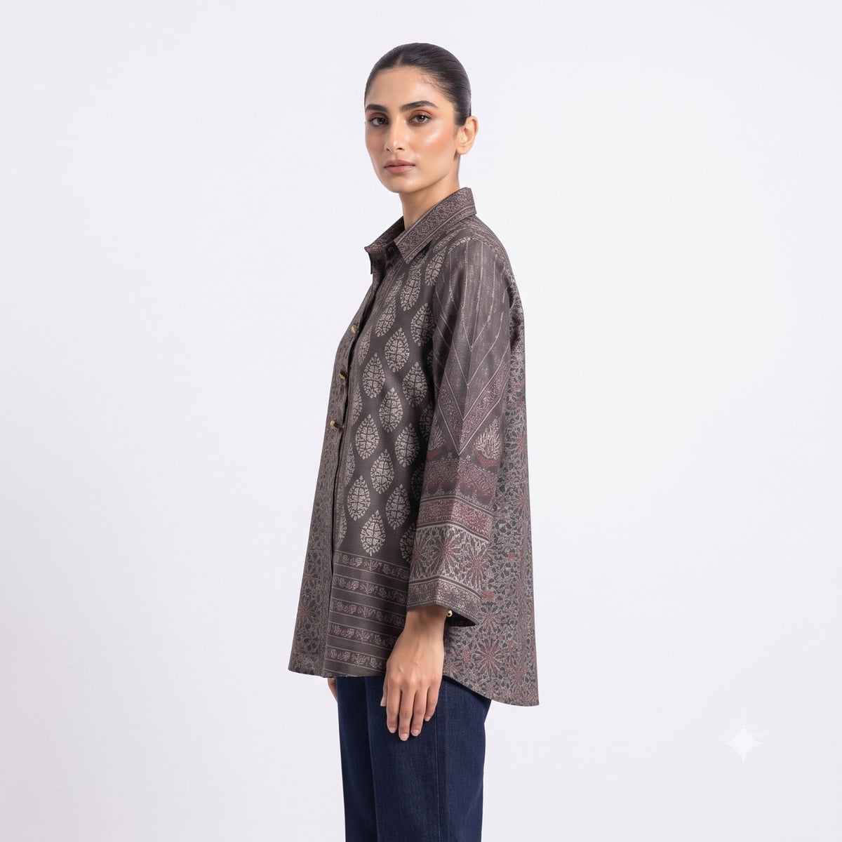 Vintage Mosaic Printed Crepe Tunic Top