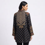Onyx Tribal Crest Crepe Top