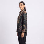 Onyx Tribal Crest Crepe Top