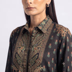 Onyx Tribal Crest Crepe Top