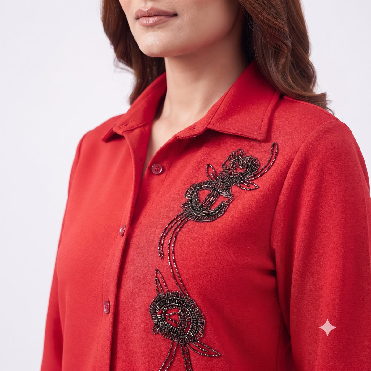 Crimson Bloom Suede Red Cord-set