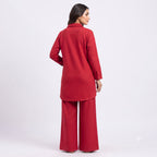 Crimson Bloom Suede Red Cord-set