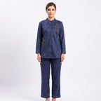 Midnight Blue Beaded Suede Cord-set