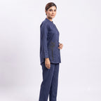 Midnight Blue Beaded Suede Cord-set