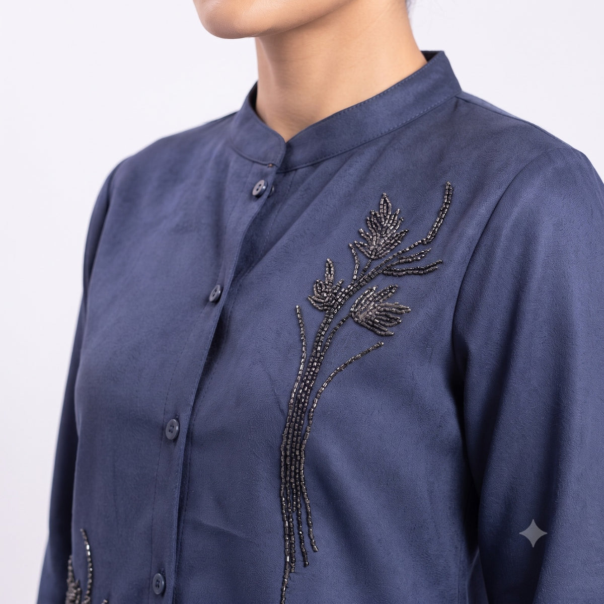 Midnight Blue Beaded Suede Cord-set