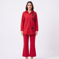 Crimson Bloom Suede Red Cord-set