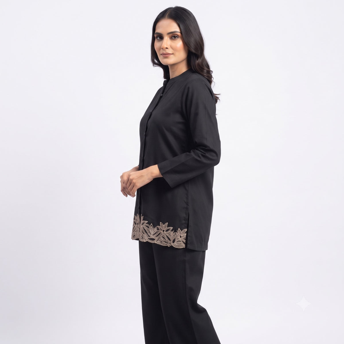Noir Cutwork Suede Cord-set