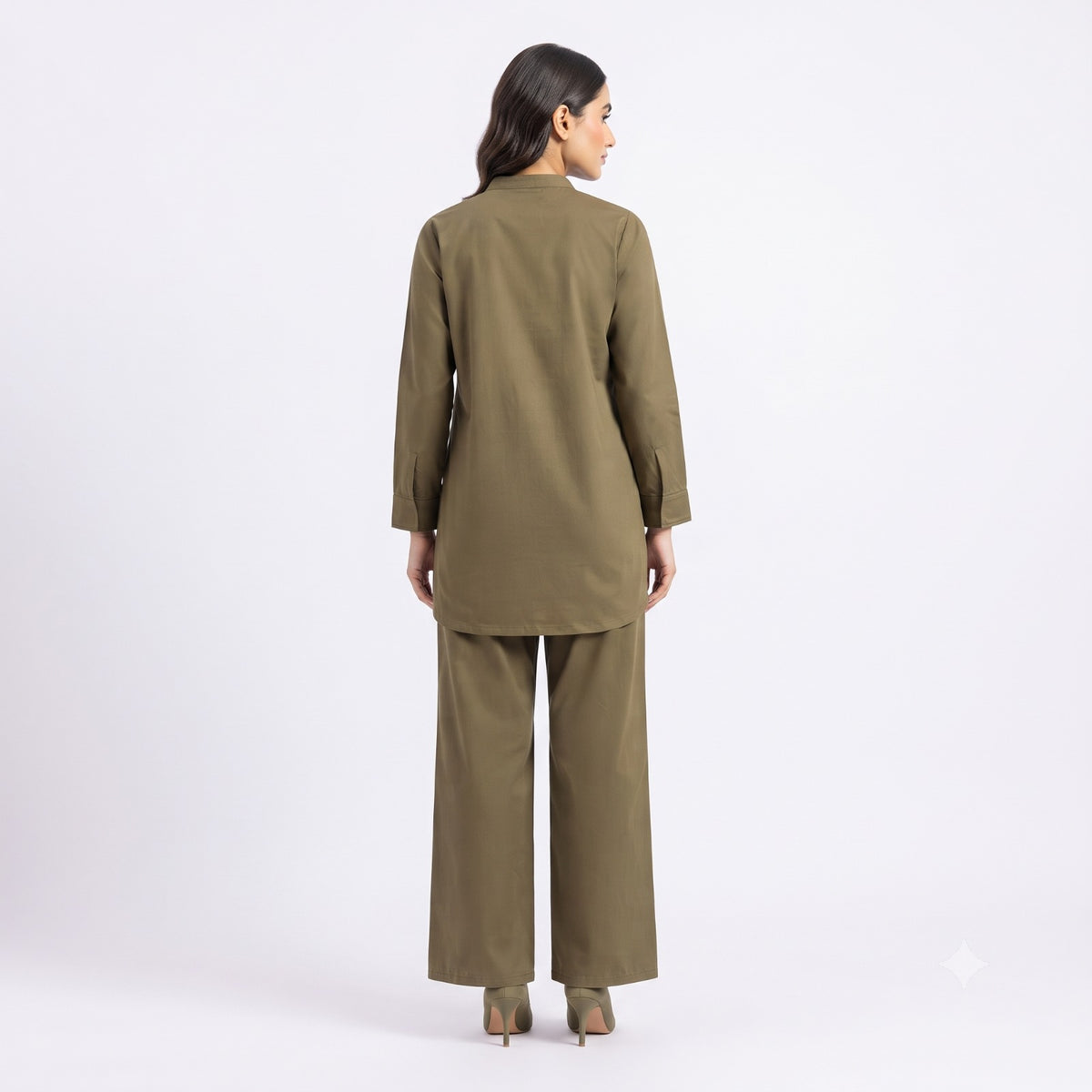 Olive Foliage Suede Cord-set