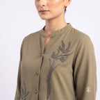 Olive Foliage Suede Cord-set