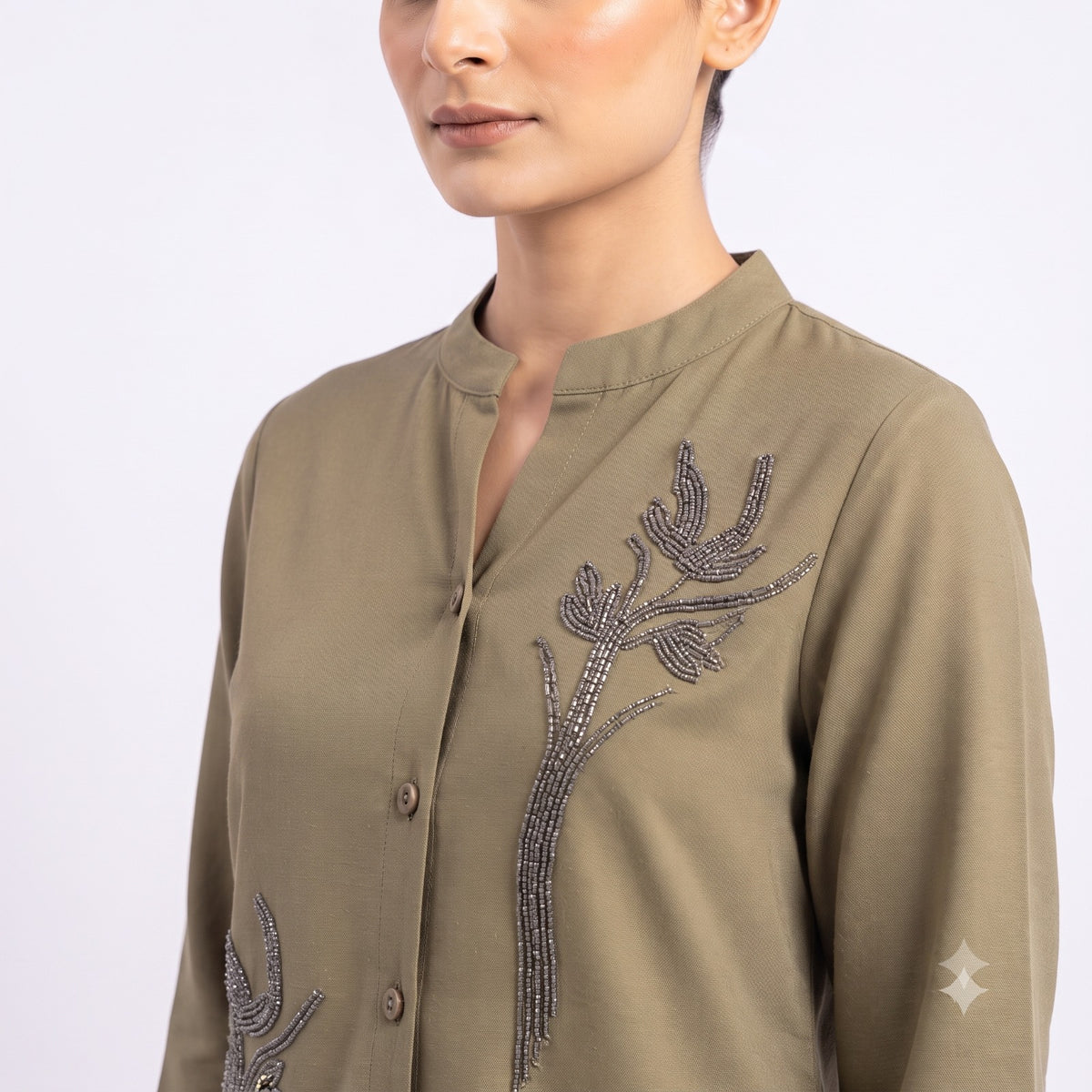 Olive Foliage Suede Cord-set