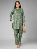 Green Printed Cotton Cord-set